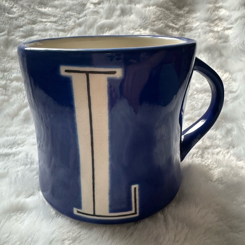 Anthropologie Blue Monogram Initial “L” Mug - 14oz